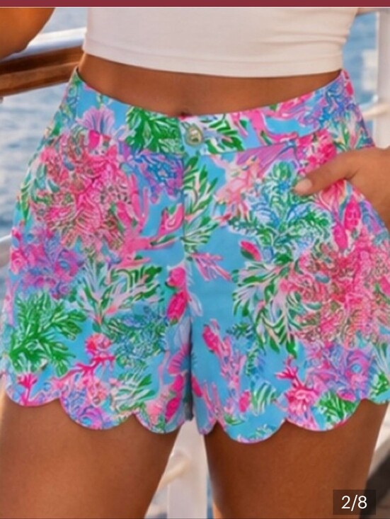 Lilly Pulitzer Pants - LILLY PULITZER Buttercup Knit Celestial Blue-Cay to My Heart Scalloped Hem Short